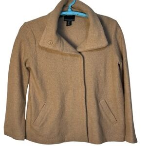 Cynthia Rowley Wool Blend Collar Outerwear Classic Jacket Tan Neutral Coat Small